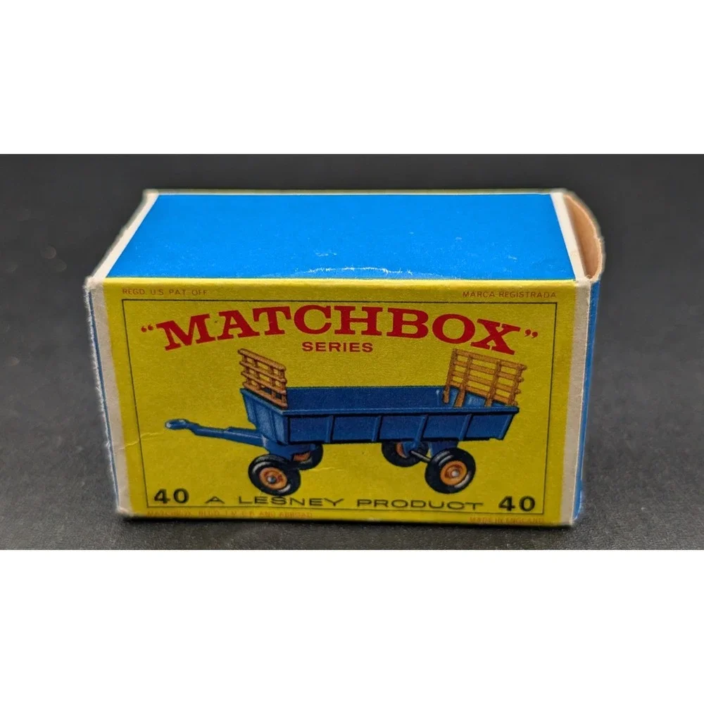 Vintage 1967 Matchbox No #40 Farm Hay Trailer with Original Box - Damaged Box